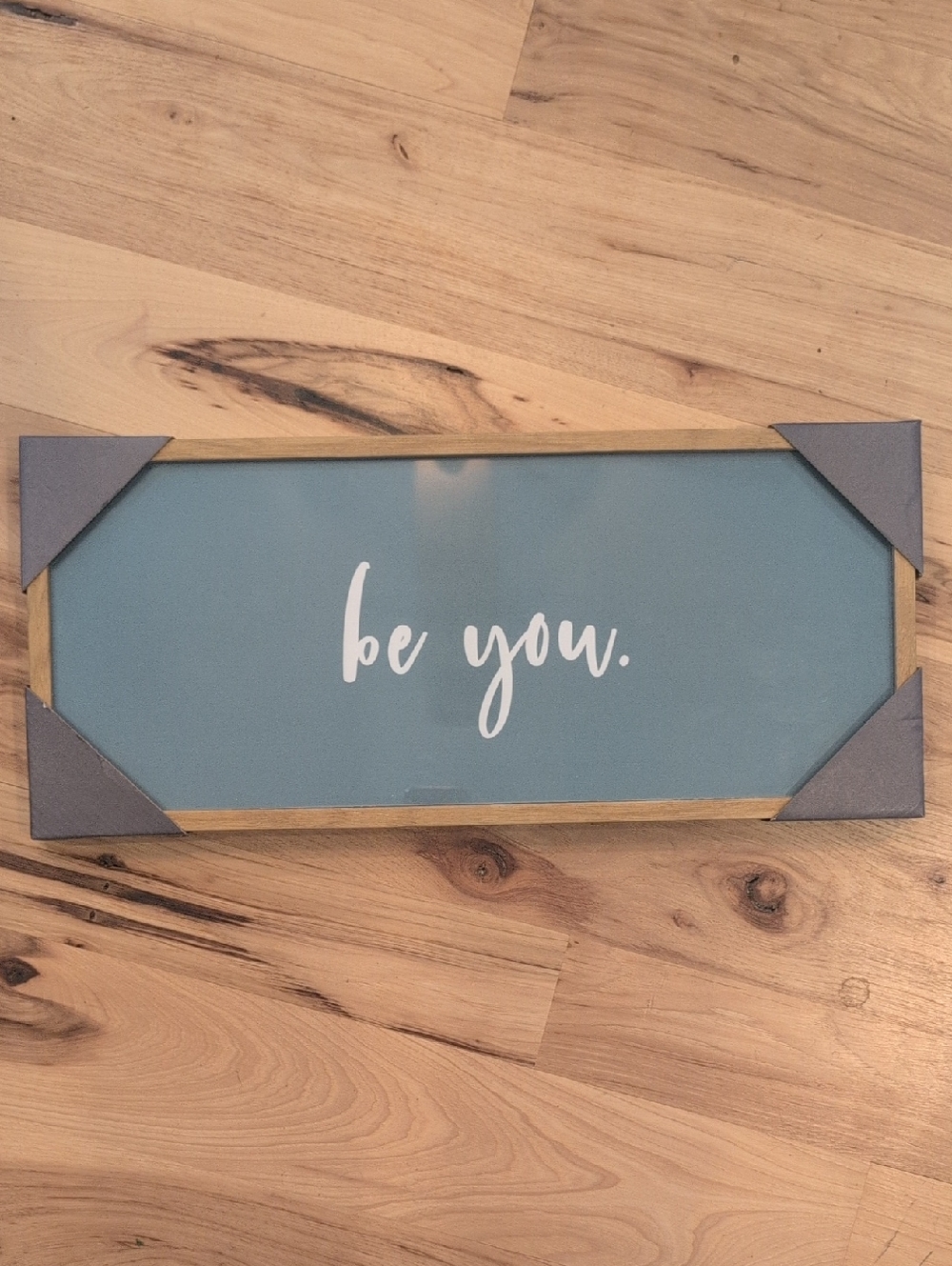 Be You Framed Wall Sign - Teal and Wood
